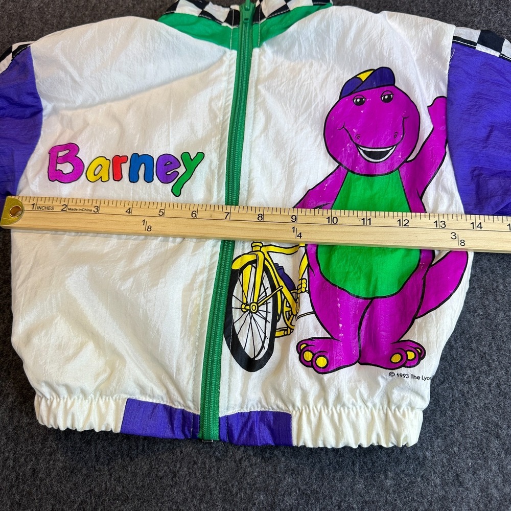 Vintage 1993 Barney the Dinosaur Windbreaker Jacket Mighty-Mac Kids 2T 90s TV - Picture 10 of 16